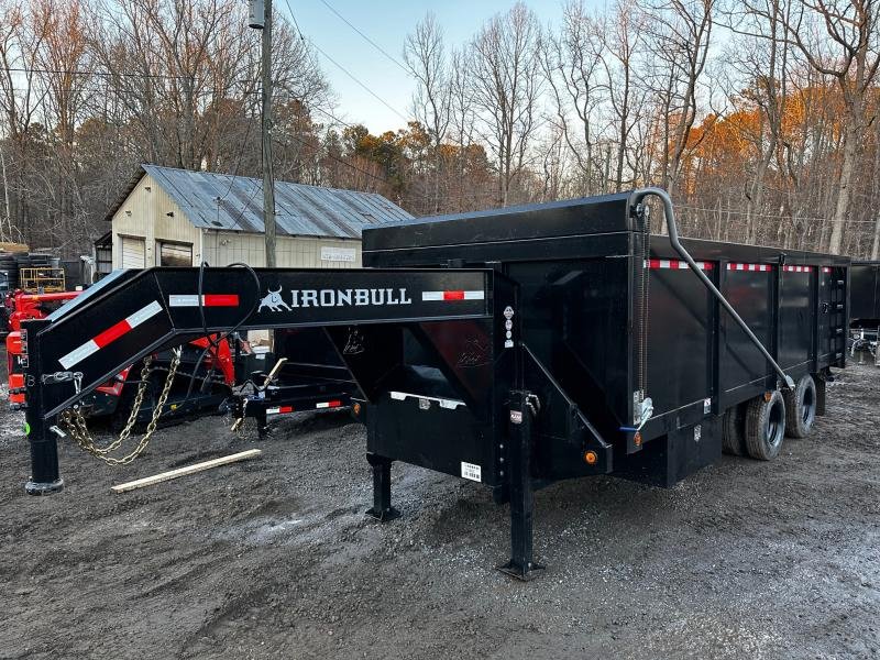 2025-Iron-Bull-Trailers-8x20-24.9K-4ft-Gooseneck-Dual-Tandem-Dump-Trailer-w/-Hydraulic-Jacks-D20K820