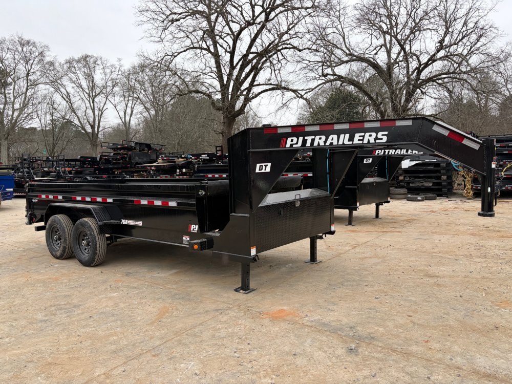 2026-PJ-Trailers-DT-7x16-Gooseneck-Dump-Trailer-15,600-GVWR-2'-Sides-Barn/Spread-Gate-Telescopic-Lif
