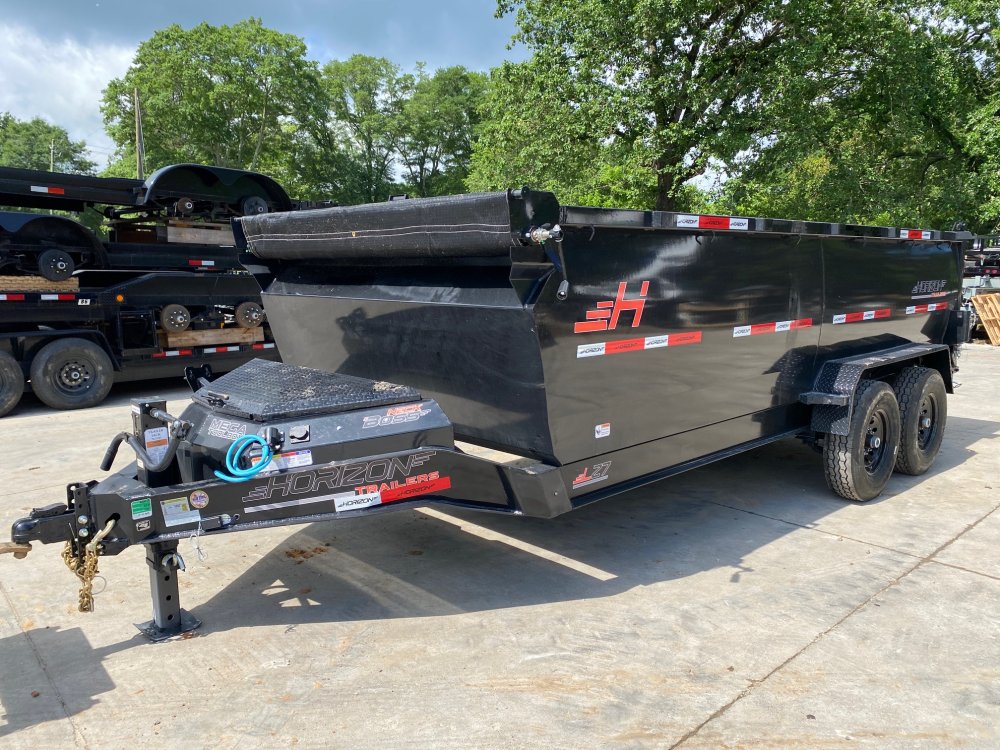 2026 Horizon LZ7 7x16 14K Dump Trailer - 42" Sides, Scissor Hoist, Mega Toolbox, NeckBoss Black