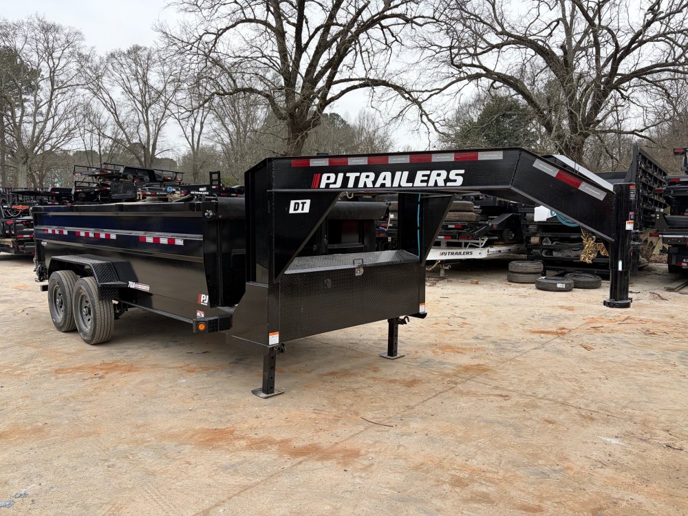 2026-PJ-Trailers-DT-7x16-Gooseneck-Dump-Trailer-15,600-GVWR-3'-Sides-14-Ply-Tires-Telescopic-Lift-Ba