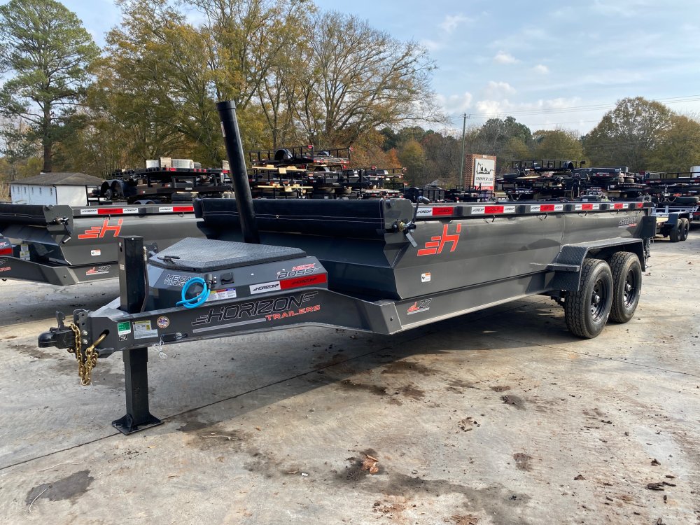 2026 Horizon LZ7 7x16 14K Dump Trailer - TELE Hoist, Hydraulic Jack, 9-Gauge Floor Ash Gray