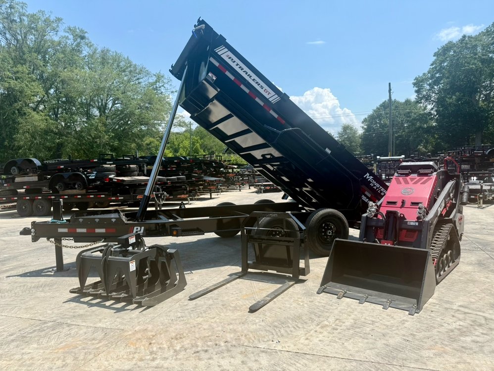 2025 Iron Rhino IR1200 Mini Skid Steer + PJ 14' Dump + Root Grapple + Pallet Forks
