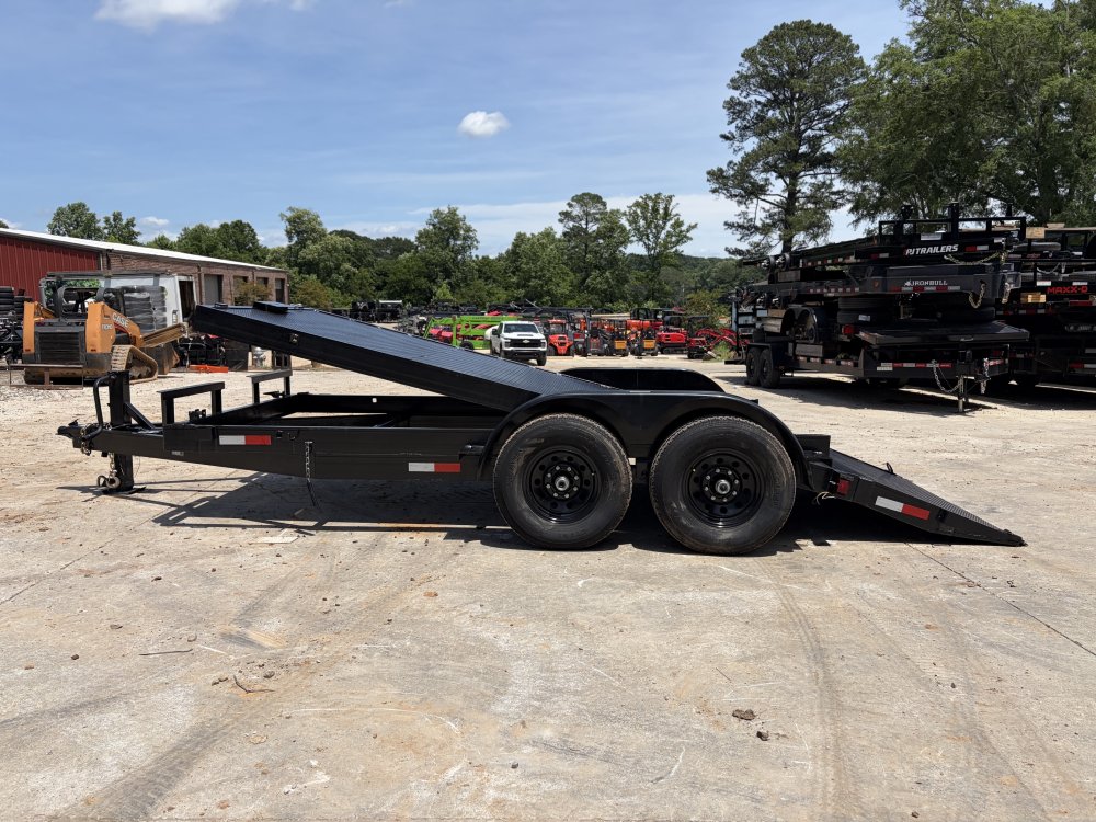 Used like new 2025 Bama Built 7x16 Gravity Tilt Equipment Trailer 14K GVWR - Steel Floor, Winch Plate, HD Jack