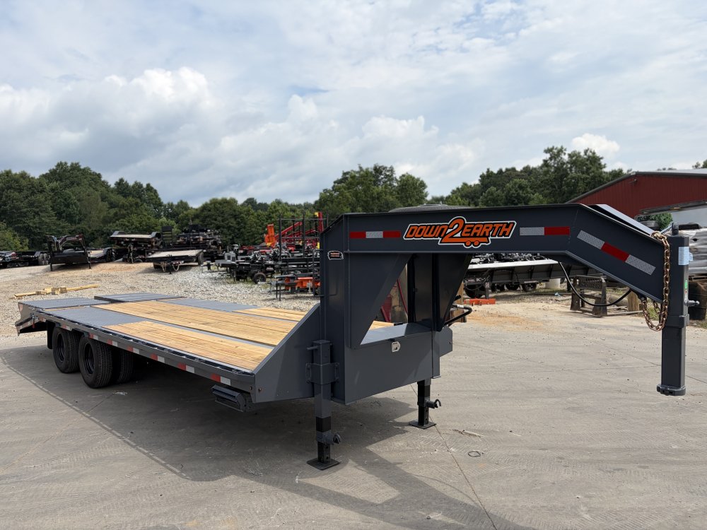 2026 Down To Earth 8.5x25 Gooseneck Equipment Trailer 24K GVWR - Dual Tandem 10K Axles, HDSS Suspension, Mega Ramps