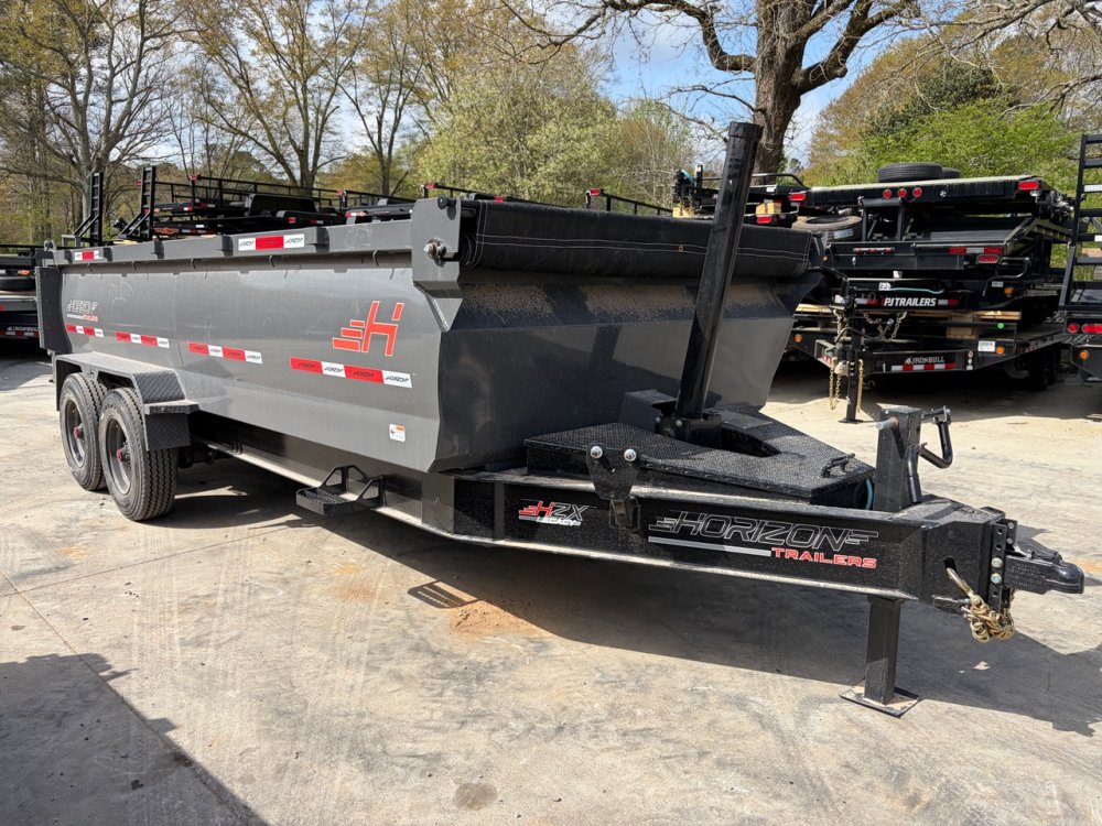 2026 Horizon HZX 7x16 20K Dump Trailer - TELE, 18 Ply, 10" I-Beam, 3' Sides Black/Grey