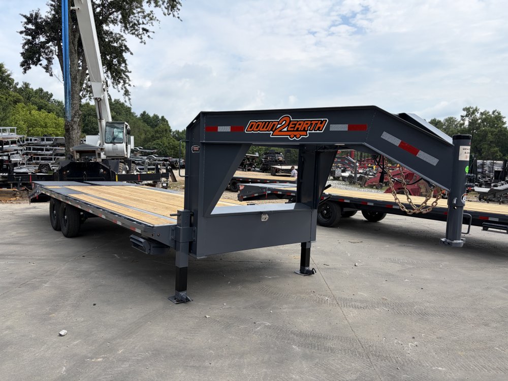2026 Down To Earth 8.5x25 Gooseneck Equipment Trailer 15.5K GVWR - 16" 10 Ply Tires, Slipper Spring Suspension, Mega Ramps