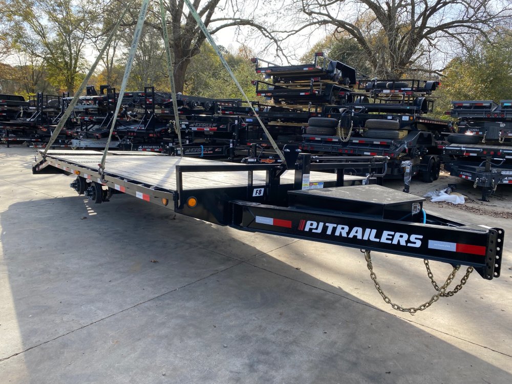 2025-PJ-Trailers-F8-8.5x22-14K-Deckover-Equipment-Hauler-10"-I-Beam,-5'-Dove,-Monster-Ramps,-10K-Jac