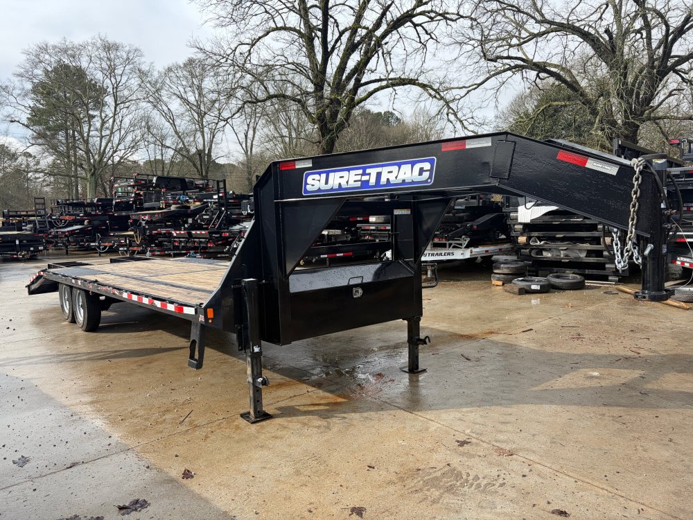 2023 Sure-Trac Used 8.5x26 14K Gooseneck Deckover Equipment Trailer - I-Beam Frame, Dual 10K Jacks, 