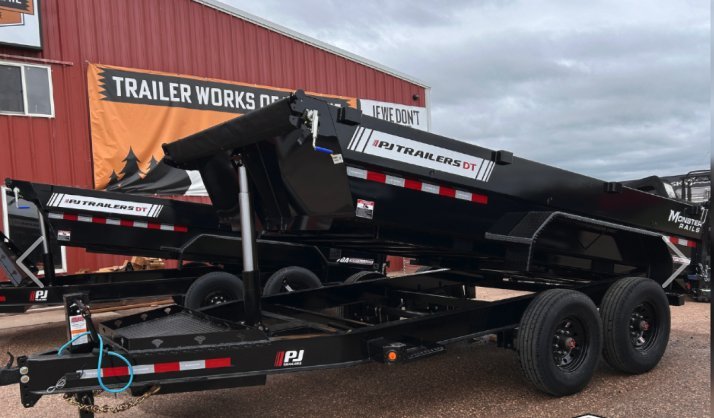 2027 PJ Trailers 2027 PJ DT1 7x14 Telescopic Dump Trailer - 17.6K GVWR, 8K Oil-Bath Axles, Hydraulic