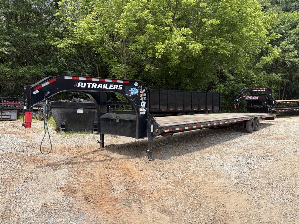 2024 PJ Trailers 8.5x40 Gooseneck Deckover Trailer 14K GVWR - Straight Deck, 8' Pull-Out Ramps, Engineered I-Beam Neck