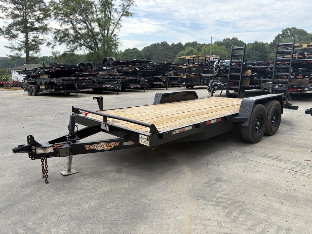 USED AS IS 2019 Down To Earth 7x20 Equipment Trailer 14K GVWR - New HD Ramps, Heavy Duty Hauler