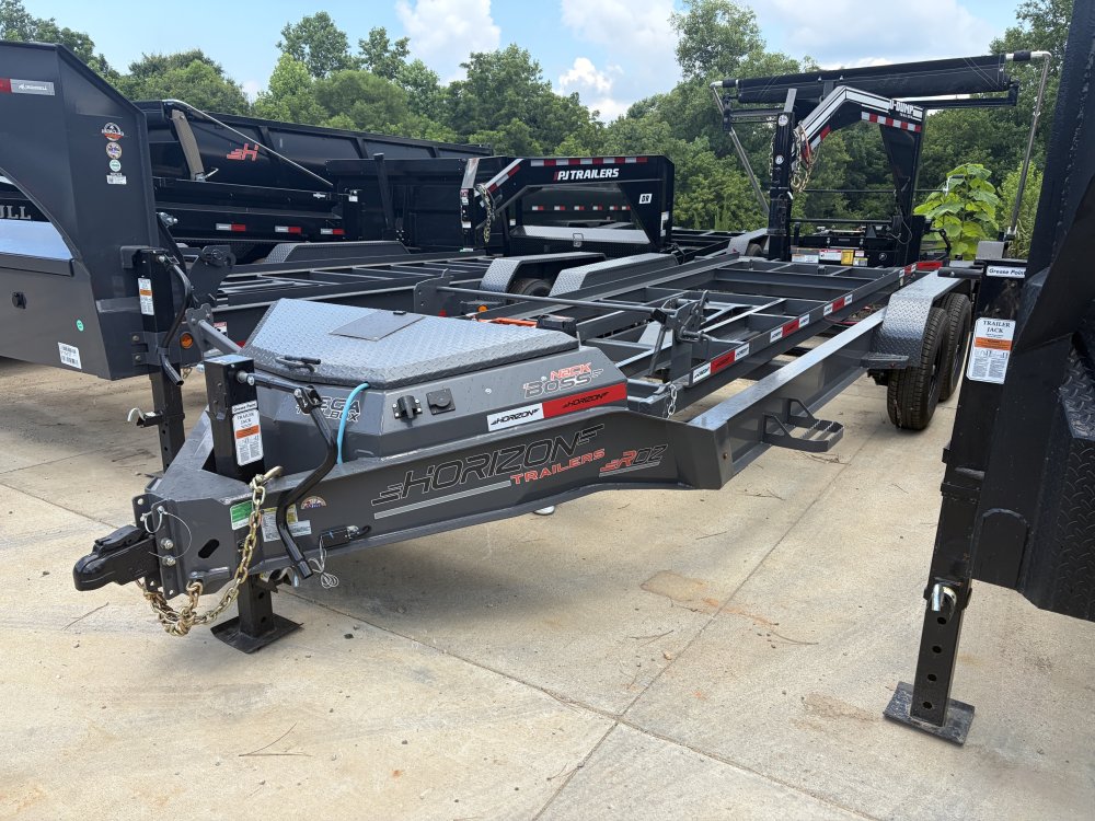 2026 Horizon RDZ 7x16 Roll-Off Trailer 14K GVWR - Ash Grey, Wireless Winch, Scissor Hoist