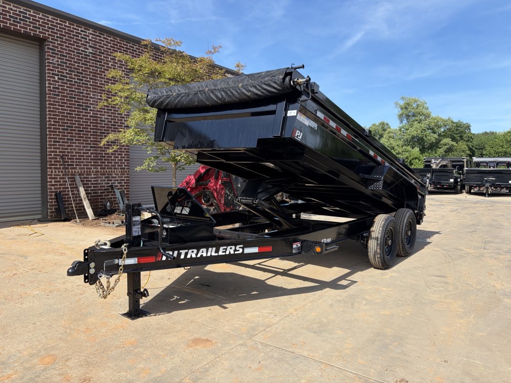 2024 PJ Trailers DL 7x16 2ft 14k 7 Ton Low Pro Ramps Scissor Dump