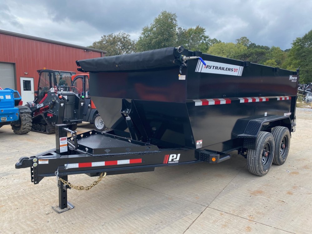 2026 PJ Trailers DT1 7x14 16K Dump Trailer - 8K Axles, TELE Hoist, 7GA Floor, 4' Sides, Barn/Spread 