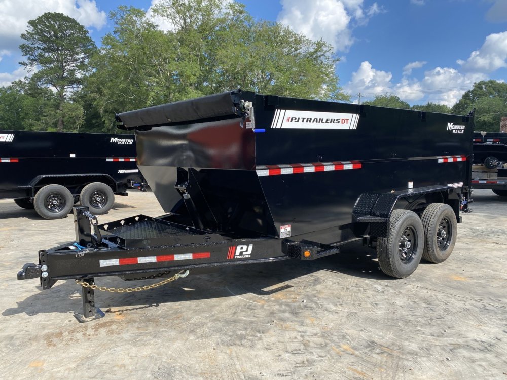 2026 PJ Trailers DT1 7x14 14K Dump Trailer - 4' Sides, 5-Stage TELE Hoist, Monster Toolbox & Rails