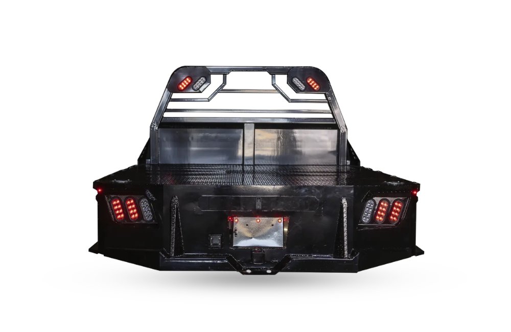 2026 BEDBOSS ARMOR-DECK Flatbed Truck Bed Skirted 8'6" x 97" 30K Gooseneck - Midnight Black