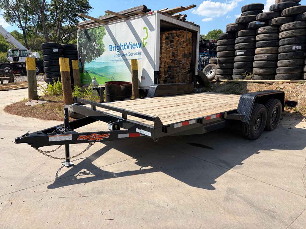 2026 Down To Earth Trailers 7x16 7k Car Trailer with Slide Out Ramps