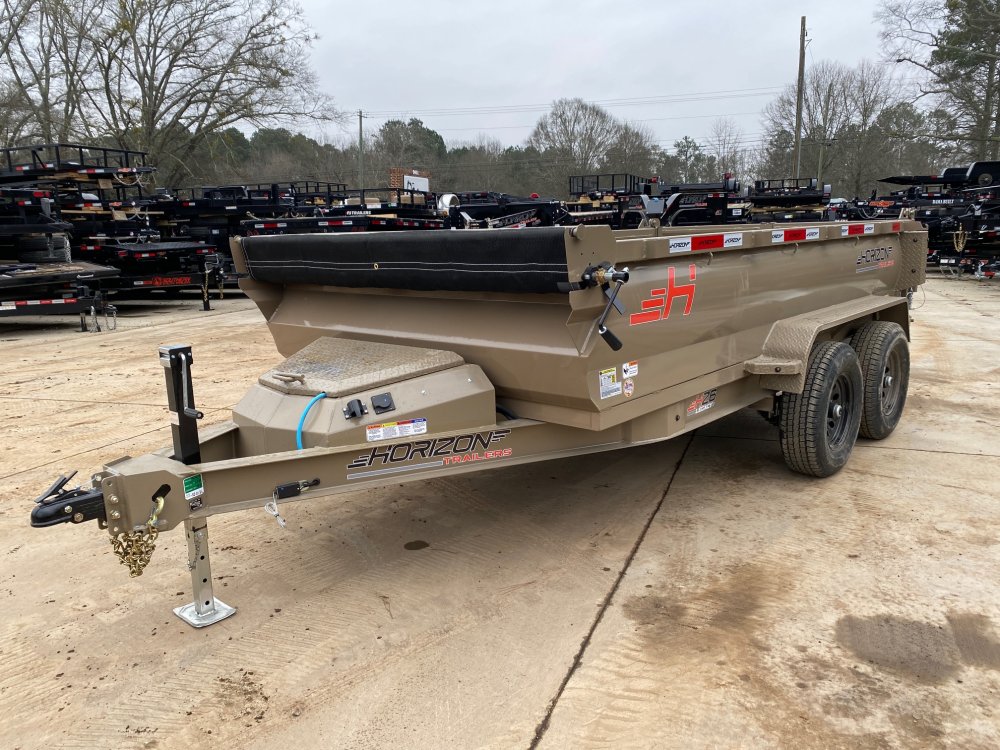 2026-Horizon-6x12-10K-Heavy-Duty-Dump-Trailer-Scissor-Hoist,-Barn/Spread-Gate,-Ramps-&-Tarp-(TAN)-HZ