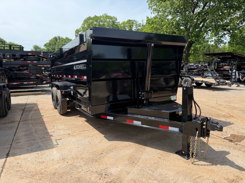 2026 IronBull DTB 7x16 16K Dump Trailer - Telescopic Lift, 4' Sides, 7 Gauge Floor, Dual 6" I-Beam, 16 Ply Tires, Hydraulic Jack, Ramps, Barn/Spread Gate
