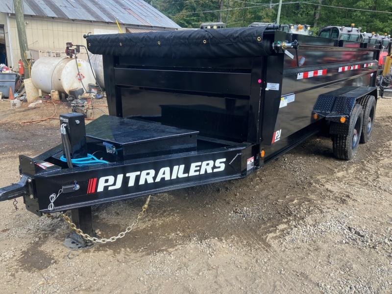 2026-PJ-Trailers-7x16-3ft-20k-10-Ton-HD-Low-Pro-Dump,-Hyd.-Jack-D20K7163HP