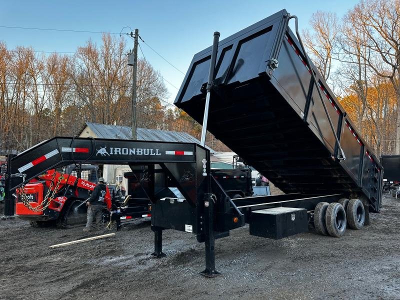 2025 Iron Bull 8x20 24.9K 4ft Gooseneck Dual Tandem Dump Trailer w/ Hydraulic Jacks
