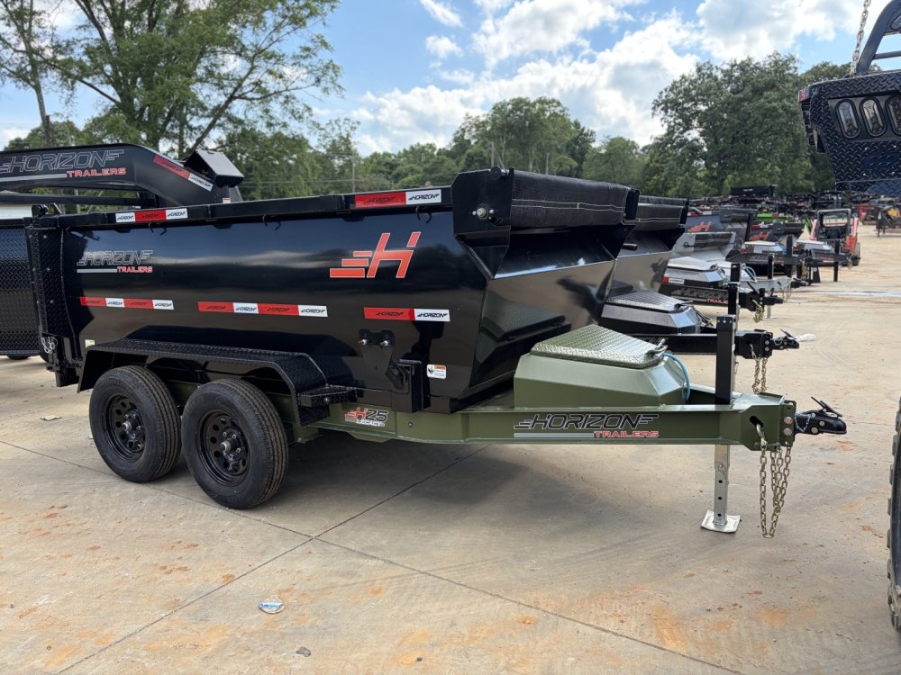 2027 Horizon 2027 Horizon HZ5 5x10 Dump Trailer 7.6K GVWR - 3' Sides, Military Green & Black, Slide-