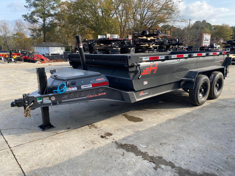 2026-Horizon-7x14-14K-Dump-Trailer-TELE-Hoist,-Hydraulic-Jack,-9-Gauge-Floor-(Ash-Grey)-D14K7142THHZ