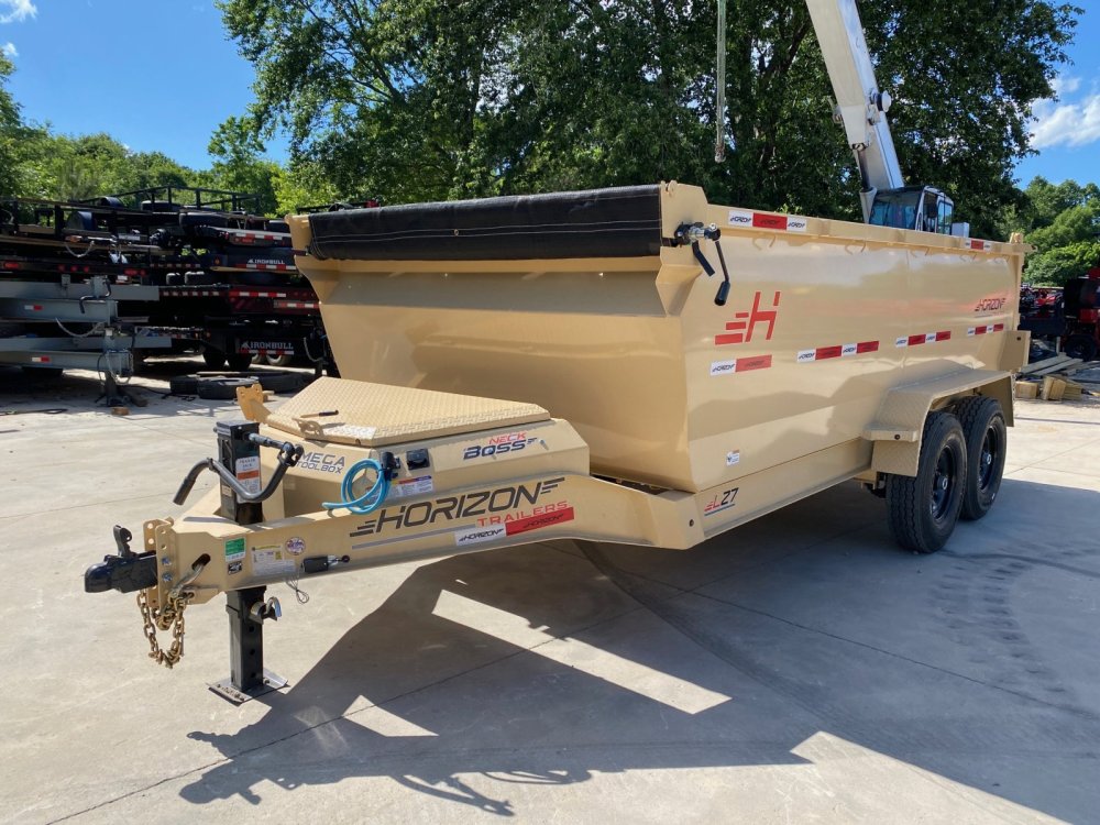 2026 Horizon LZ7 7x14 4' 14k Dump Trailer Tan - 42" Sides, 8" I-Beam, Barn/Spread Gate, Scissor Hois