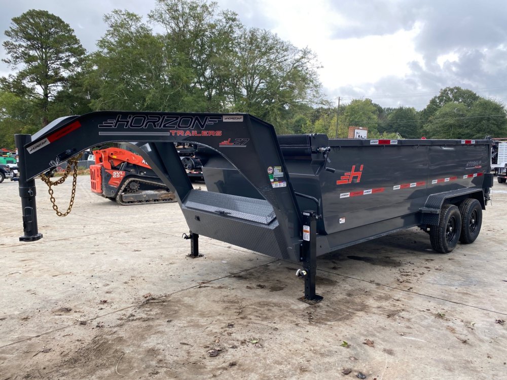 2027 Horizon LZ7 7x16 Gooseneck 14K Dump Trailer - 42" Sides, 8" I-Beam, Scissor Hoist, Ramps, Ash G