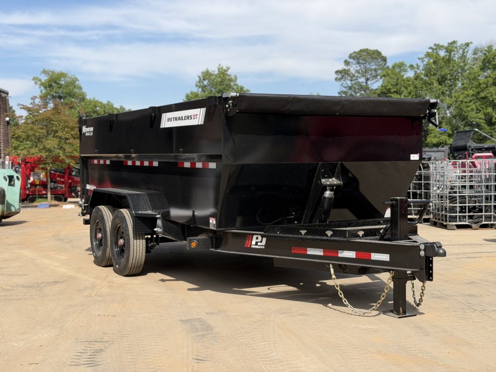 2027 PJ Trailers 2027 PJ DT1 7x16 Dump Trailer 16K GVWR - 4' Sides, 14 Ply Tires, 7 Gauge Floor, Mon