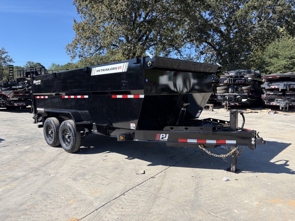 2027 PJ Trailers DT 7x16 14K Dump Trailer - 4' Sides, 7-Gauge Floor, TELE Hoist, Barn/Spread Gate, R