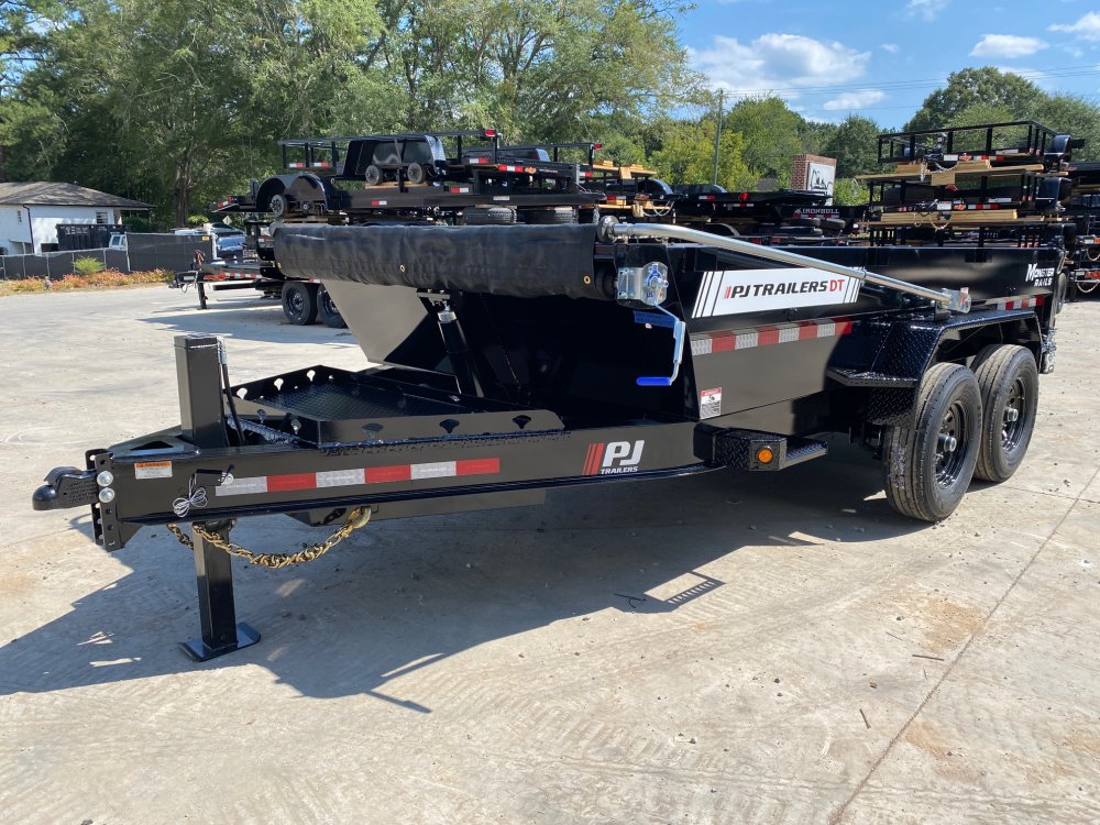 2026-PJ-Trailers-7x14-14K-Dump-Trailer-2'-Sides,-5-Stage-TELE,-Hydraulic-Jack,-Monster-Rails-&-Toolb