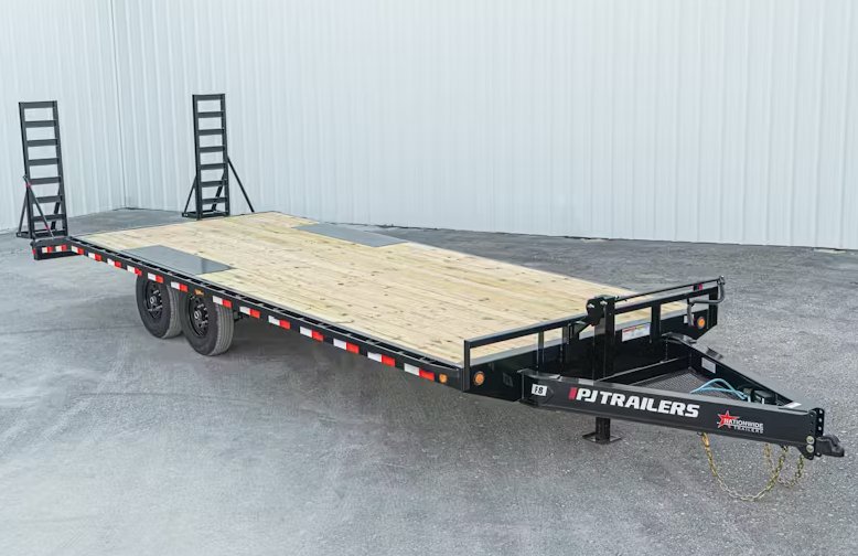 2025 PJ Trailers 8.5x20 14k 7 Ton Flatbed Deckover Trailer 3ft dove with standup ramps