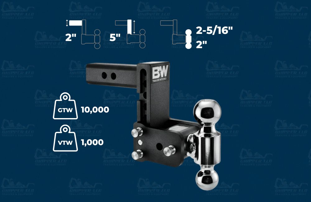 B&W 2" TOW AND STOW HITCH 5" DROP - TS10037B