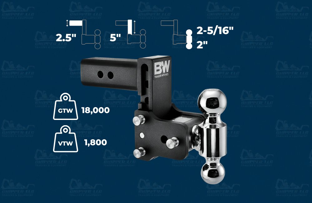 B&W 2.5" TOW AND STOW HITCH 5" DROP - TS20037B