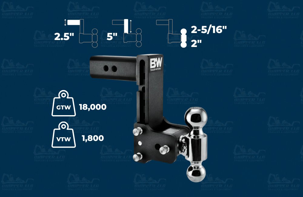 B&W 2.5" TOW AND STOW HITCH 7" DROP - TS20040B