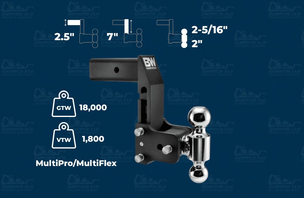 B&W 2.5" TOW AND STOW HITCH 7" DROP - TS20066BMP