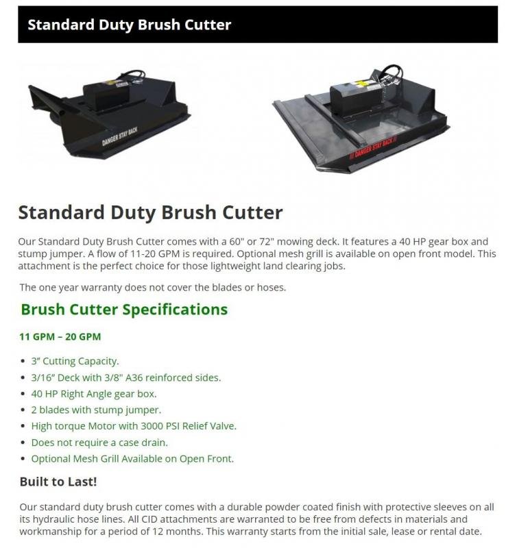 60" Standard Brush Mower 11-20 GPM