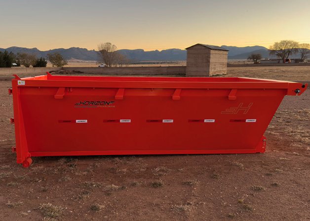 Horizon EDZ 16 Yard Roll Off Dumpster - 16' Length, 4' Sides, Heavy Duty Roll Off Can Red