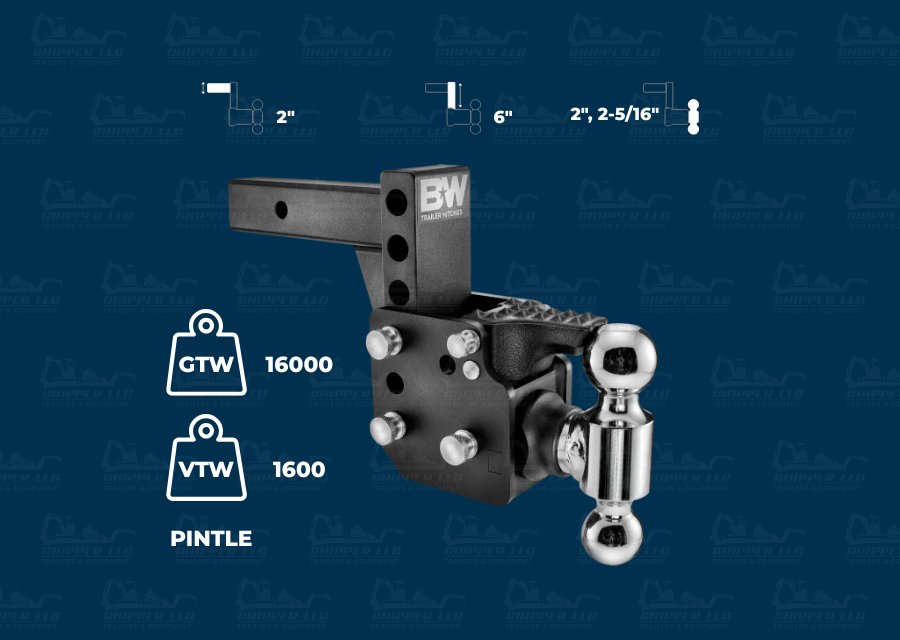 B&W 2" TOW AND STOW HITCH 6" DROP PINTLE - TS10053B