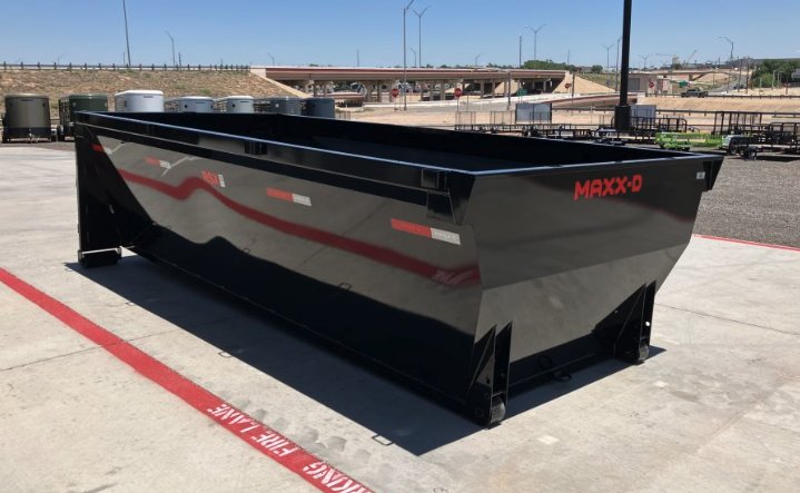 MaxxD RSX 16' Roll Off Dumpster Bin - 4' Solid Sides, 10 Gauge Floor & Sides, 16 Cubic Yard Capacity