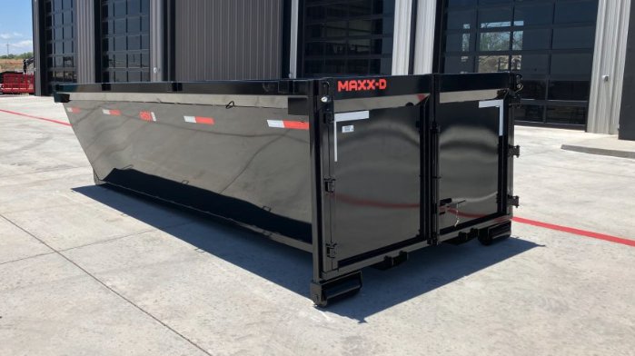 MaxxD RSX 16' Roll Off Dumpster Bin - 4' Solid Sides, 10 Gauge Floor & Sides, 16 Cubic Yard Capacity