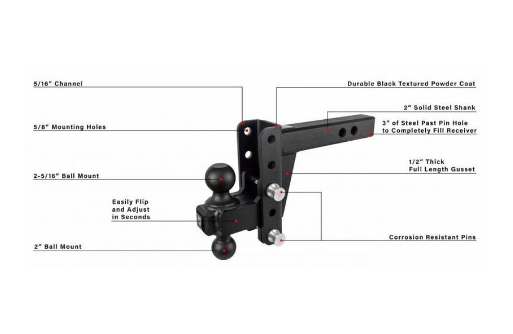 BulletProof HD204 - 2.0" Heavy Duty 4" Drop/Rise Hitch