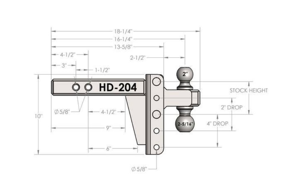 BulletProof HD204 - 2.0" Heavy Duty 4" Drop/Rise Hitch