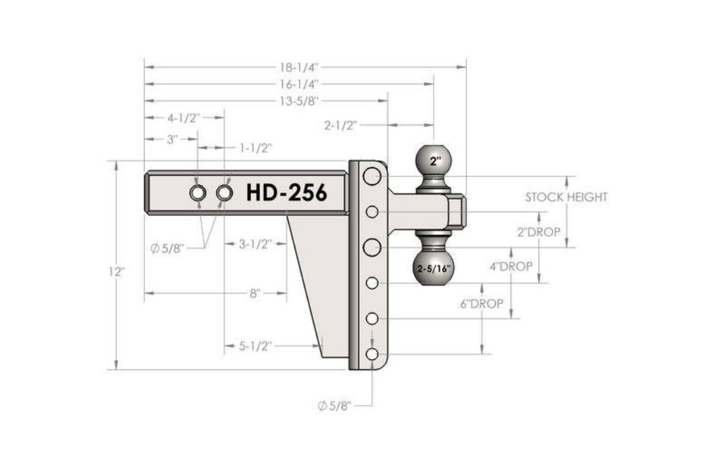 BulletProof HD256 - 2.5" Heavy Duty 6" Drop/Rise Hitch