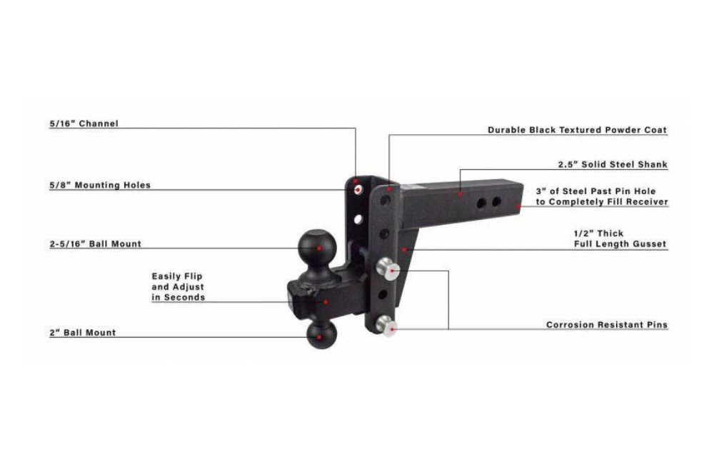 BulletProof HD254 - 2.5" Heavy Duty 4" Drop/Rise Hitch