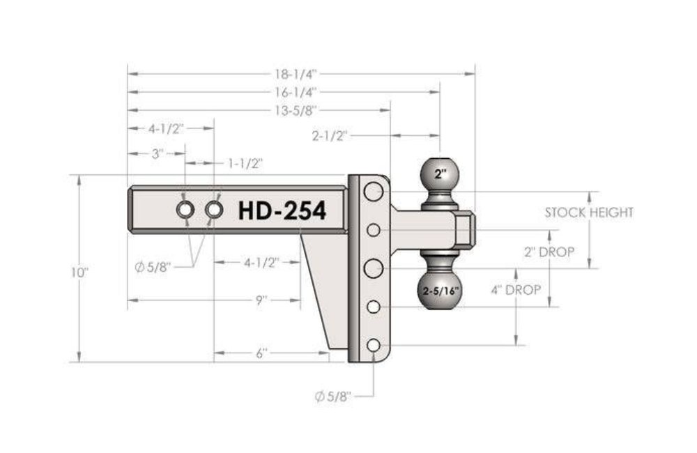 BulletProof HD254 - 2.5" Heavy Duty 4" Drop/Rise Hitch