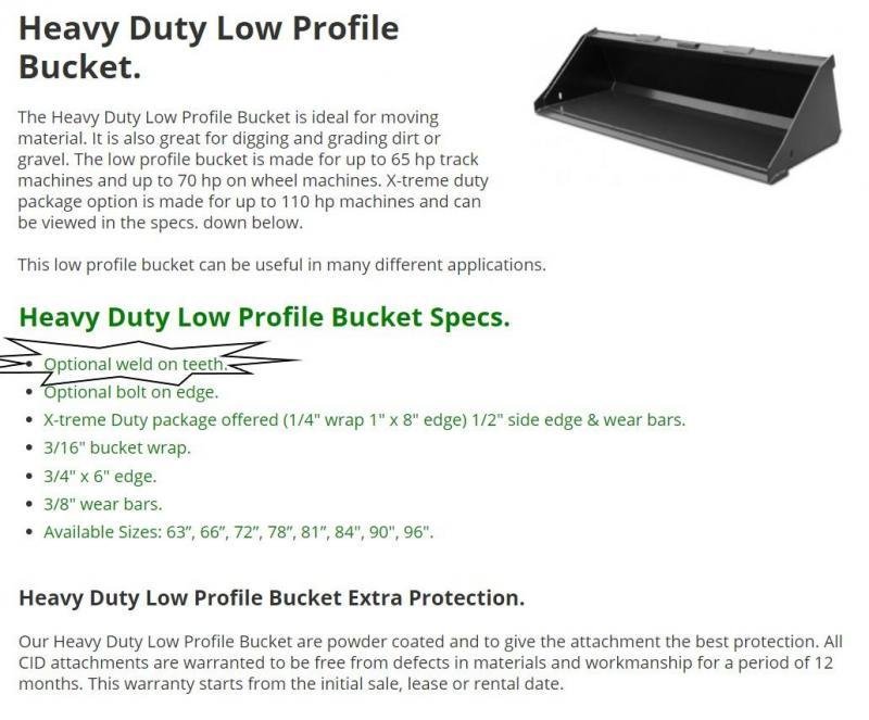 66" Low Profile Tooth Bucket