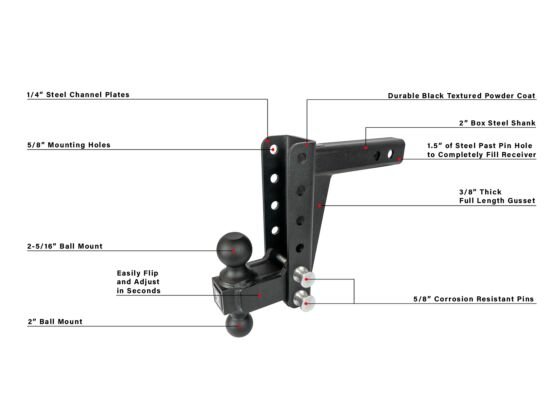 BulletProof MD206 - 2.0" MEDIUM DUTY 6" DROP/RISE HITCH