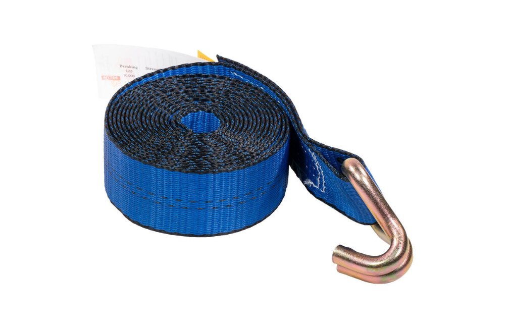 2" x 20' Blue Ratchet Strap w/ Wire Hook, 3,333 lbs
